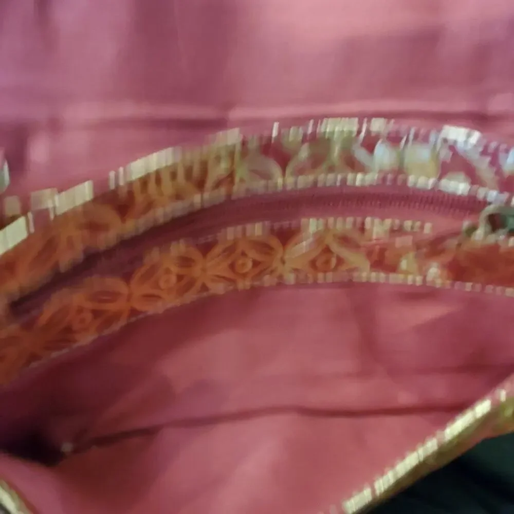 Chico Golden Maroon Clutch || EUC